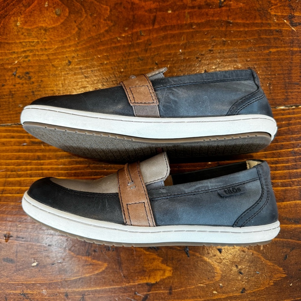 Taos Upward Sneaker Women Gray, Blue,Tan Leather Comfort minimalist Shoes Sz 6.5 - Picture 6 of 11
